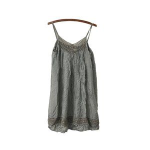 Camila Italy Womens Gray Crochet Silk Viscose Cami Dress Size Small